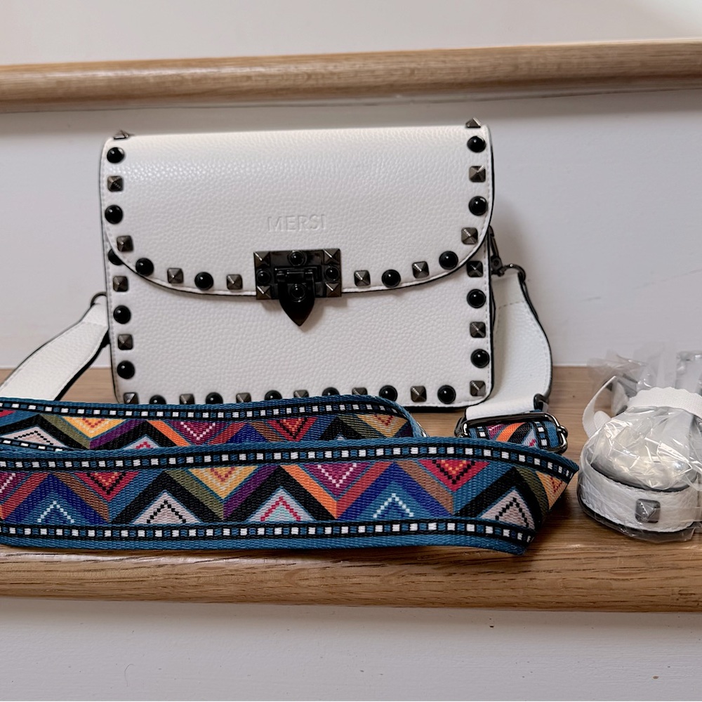 MERSI Studded Crossbody Bag, Includes Two Straps